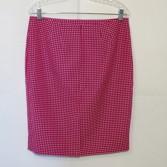 NWT Ann Taylor Size 10 Magenta/White Dot Pattern Skirt - Picture 3 of 7